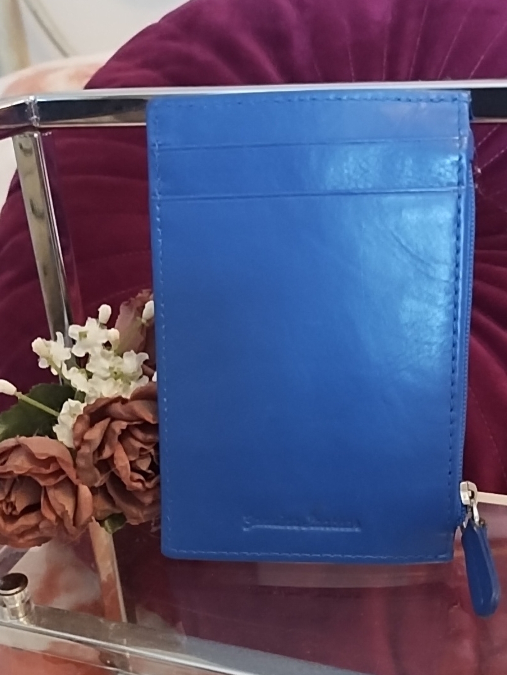 Bright Blue Leather Card Holder